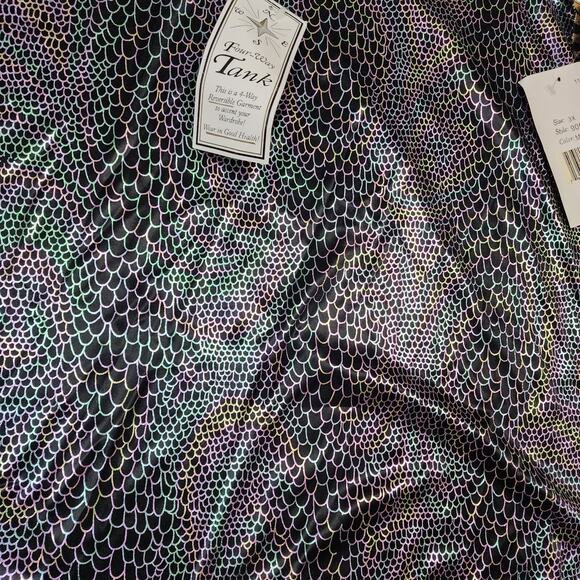 Four-way Tank Top Size 3X Gold Silver Shiny Mermaid Leopard Check Jordan Woman - Picture 7 of 16